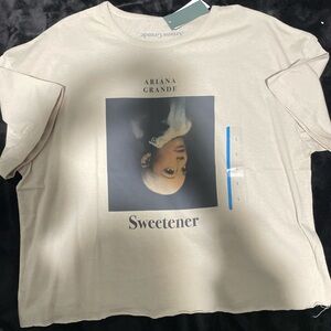 Ariana Grande Beige Cotton Tee